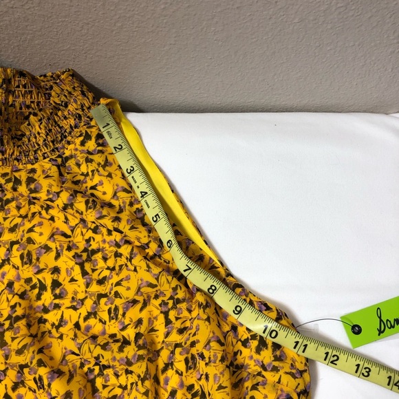 Sam Edelman Halter Neck Smoked Waist Yellow Purple Lined Sleeveless Dress 8 - Picture 16 of 16